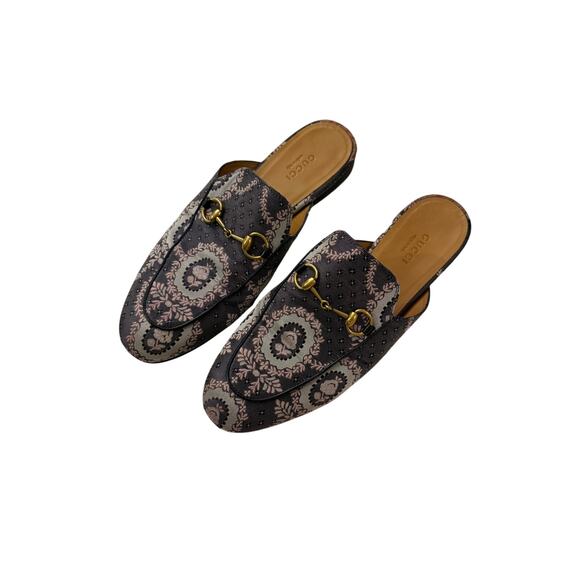 Gucci Princetown Brocade Horsebit Mules Sz 38 - Picture 7 of 11